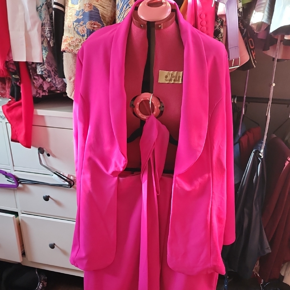 Vibrant Pink Blazer and Dress Set